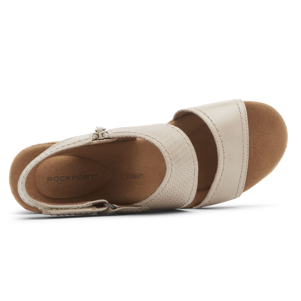 Rockport Singapore Womens Sandals - Briah Asymmetrical 2-Piece Beige - UE2153408